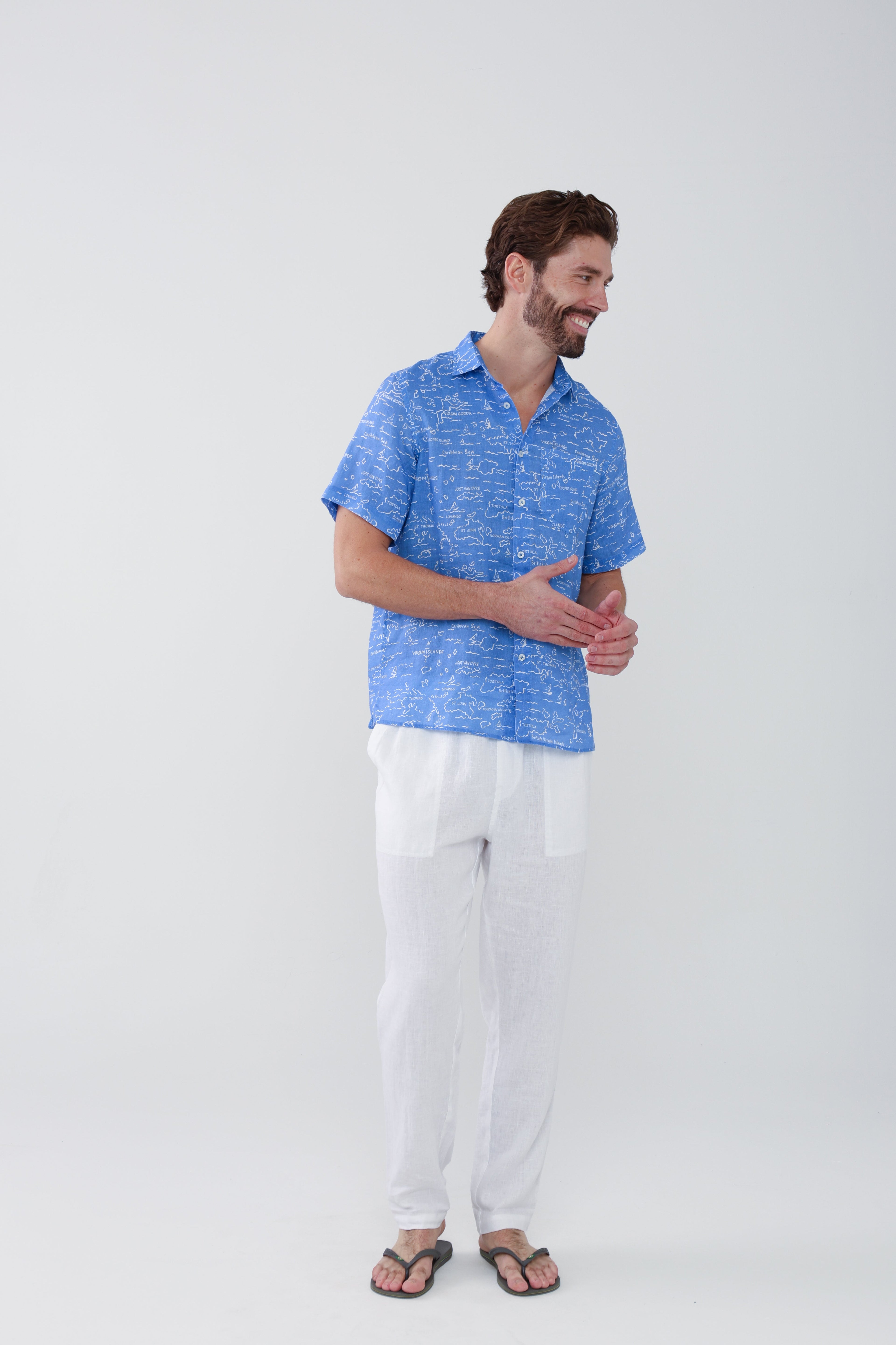 Irie Linen Shirt - VI Map Ultramarine