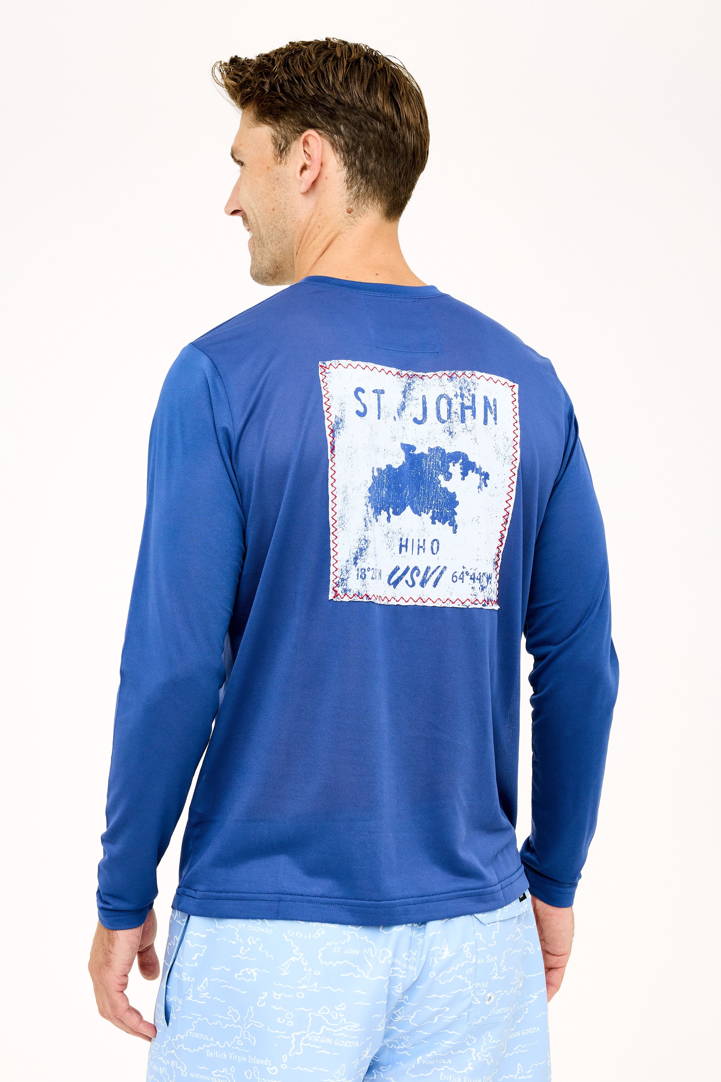 St John Map Patch UPF50 Shirt - Racing Blue