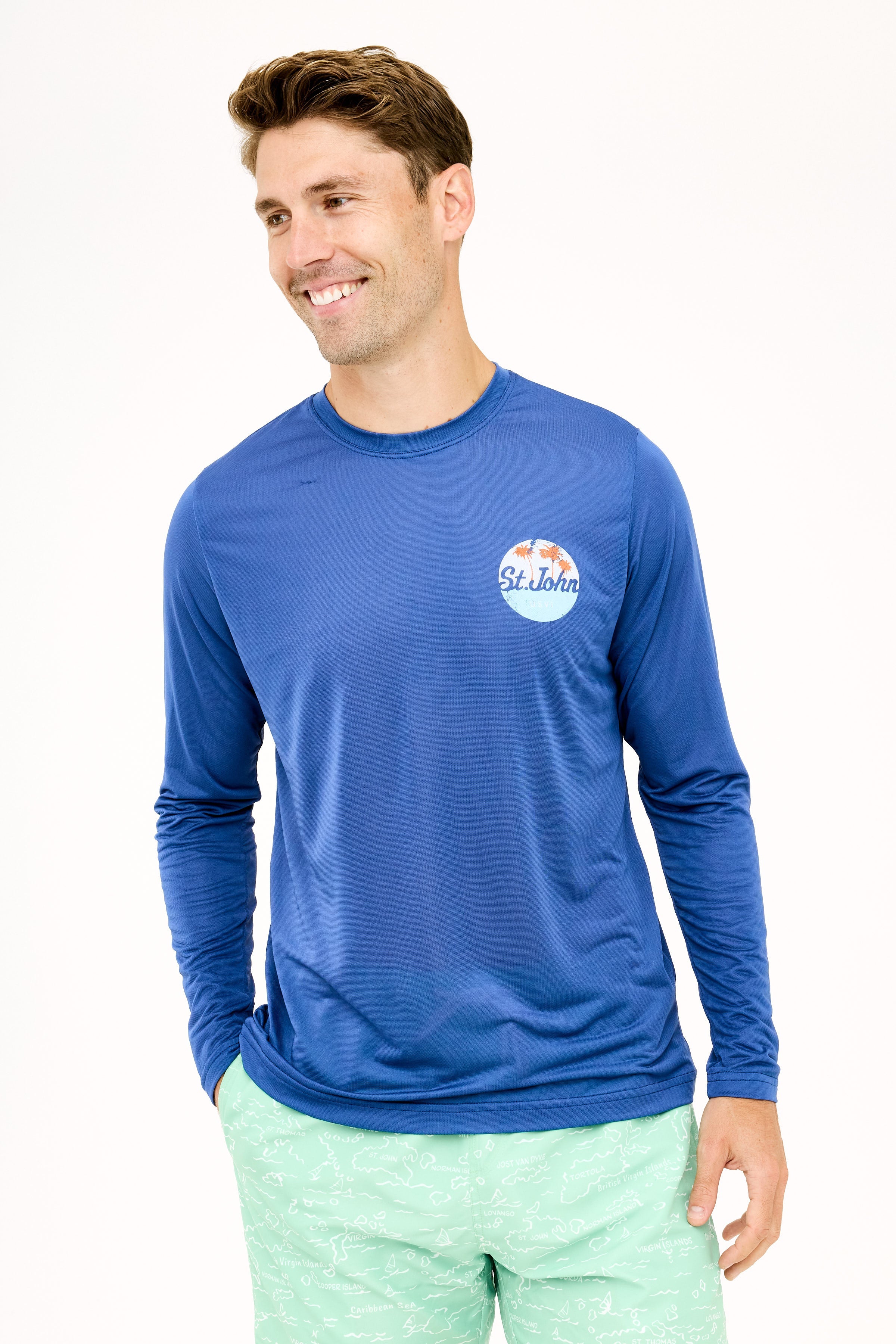 St John Oval Palm UPF50 Shirt - Racing Blue