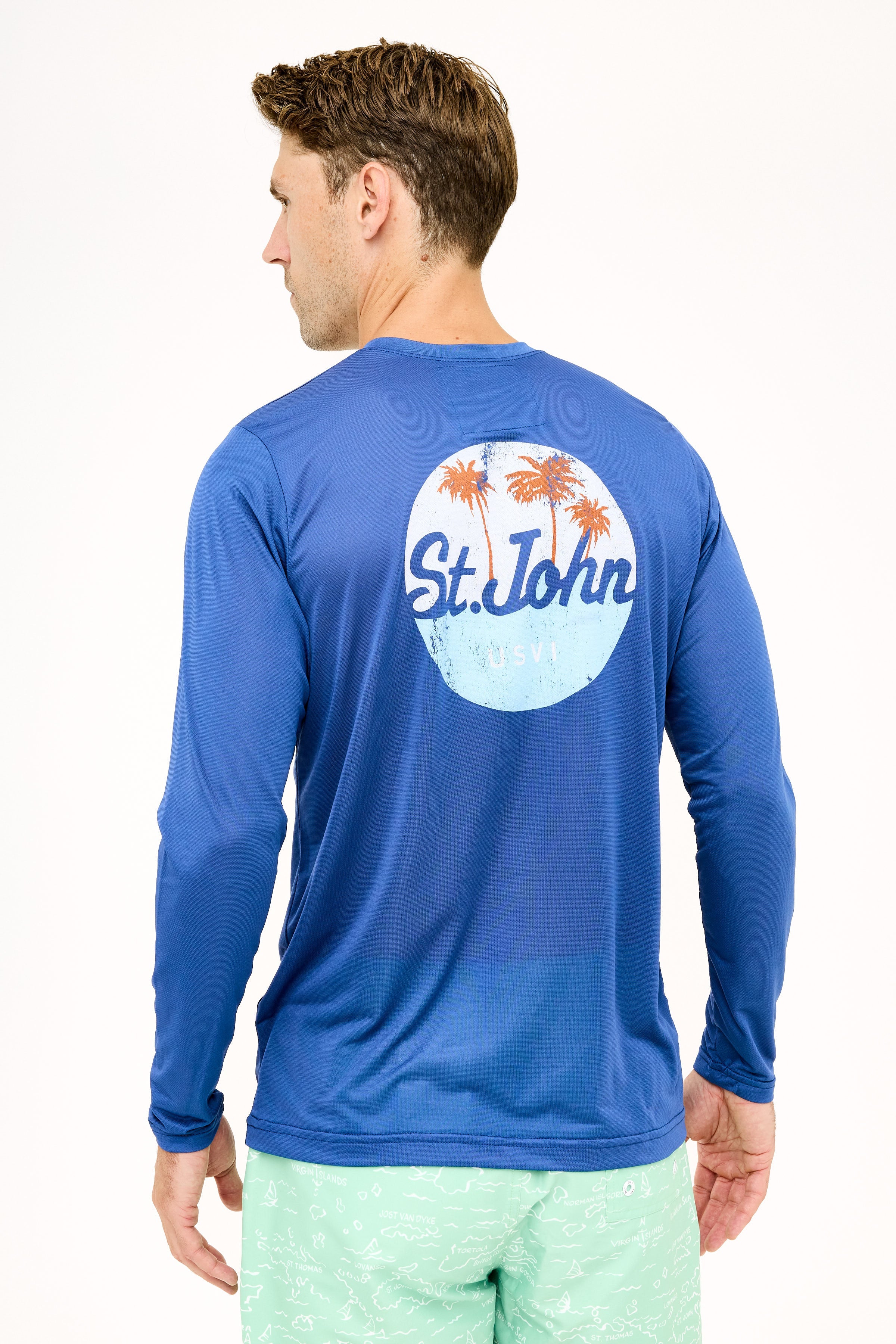 St John Oval Palm UPF50 Shirt - Racing Blue