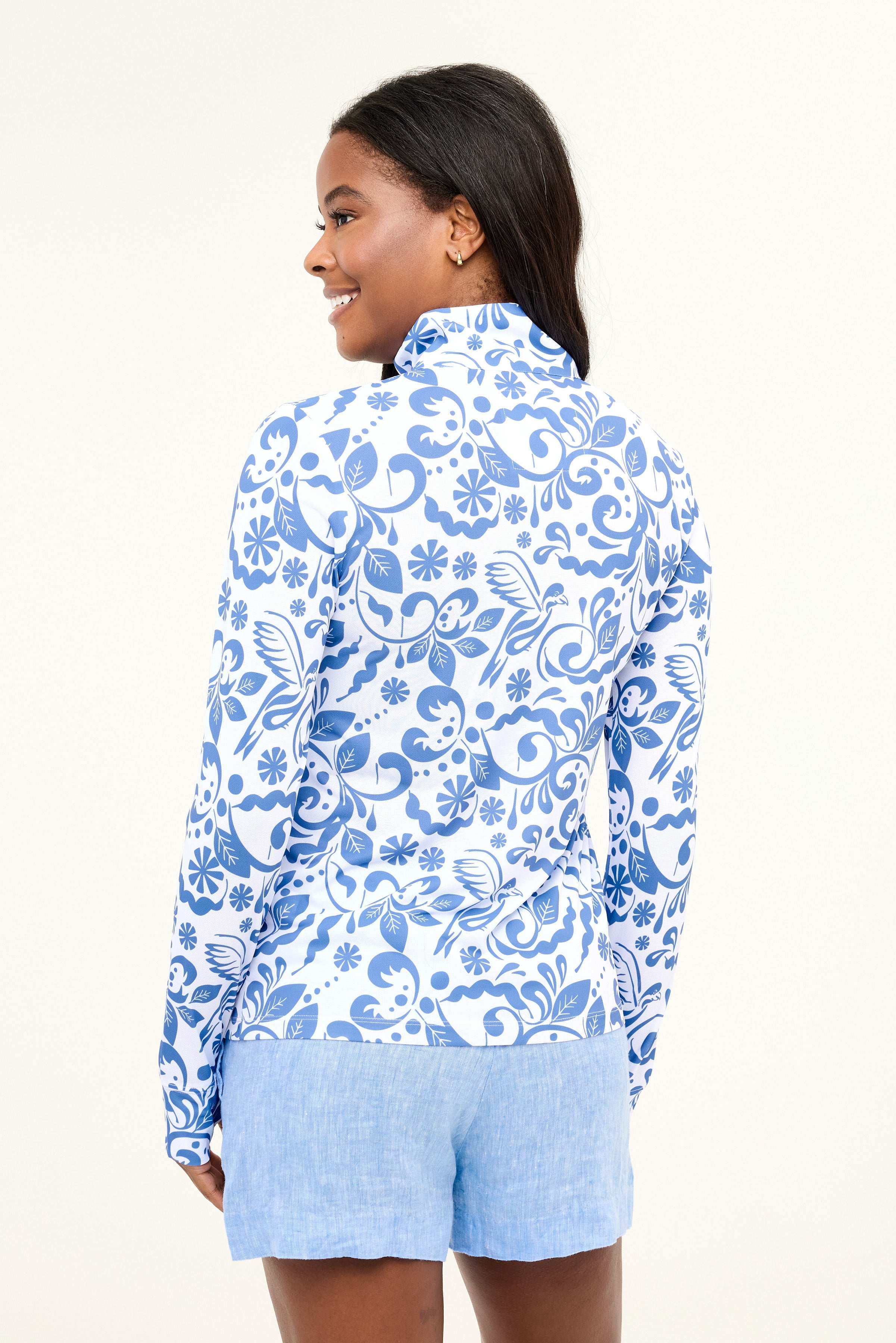 Zip Front UPF50 Top - Blue Bird