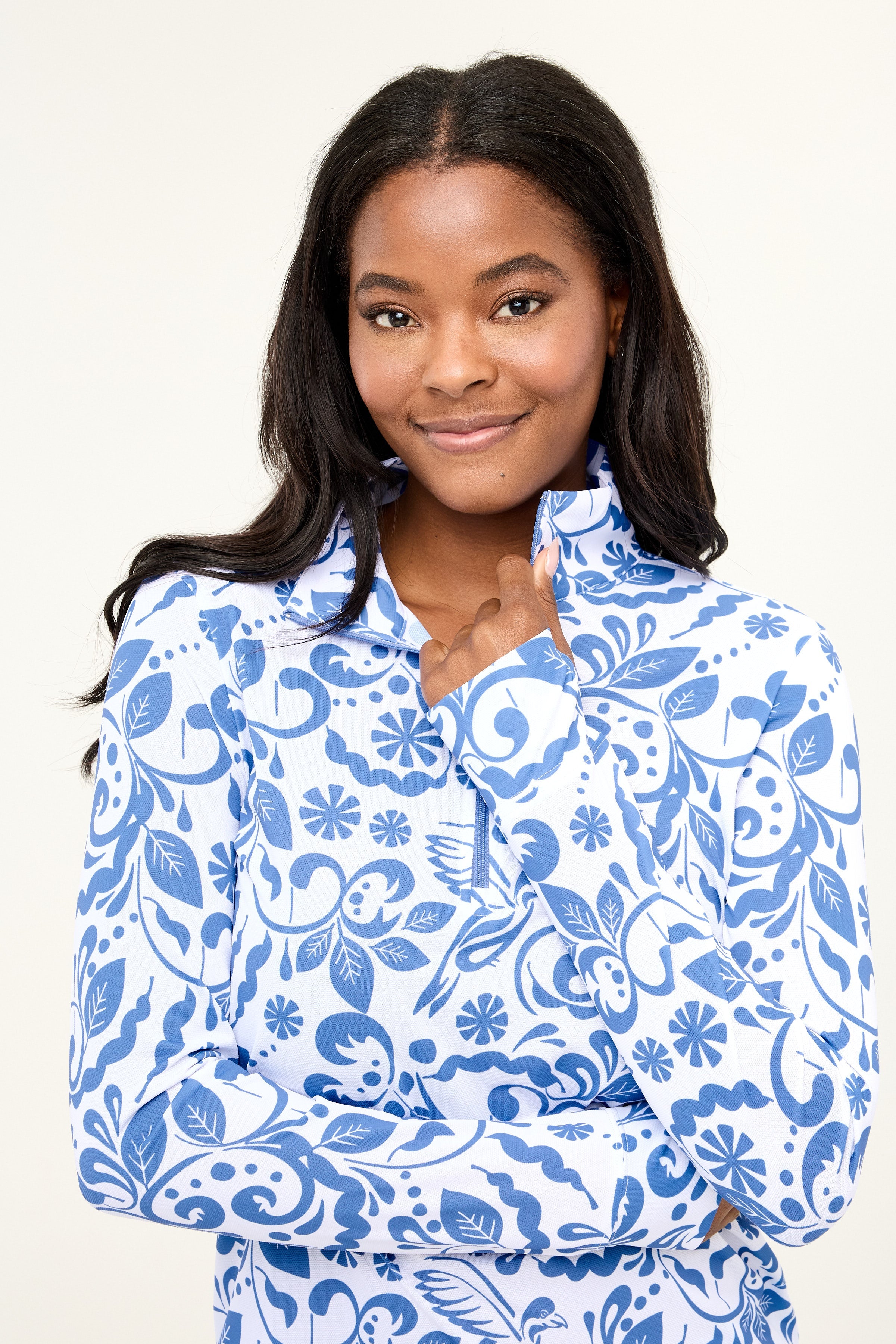 Zip Front UPF50 Top - Blue Bird