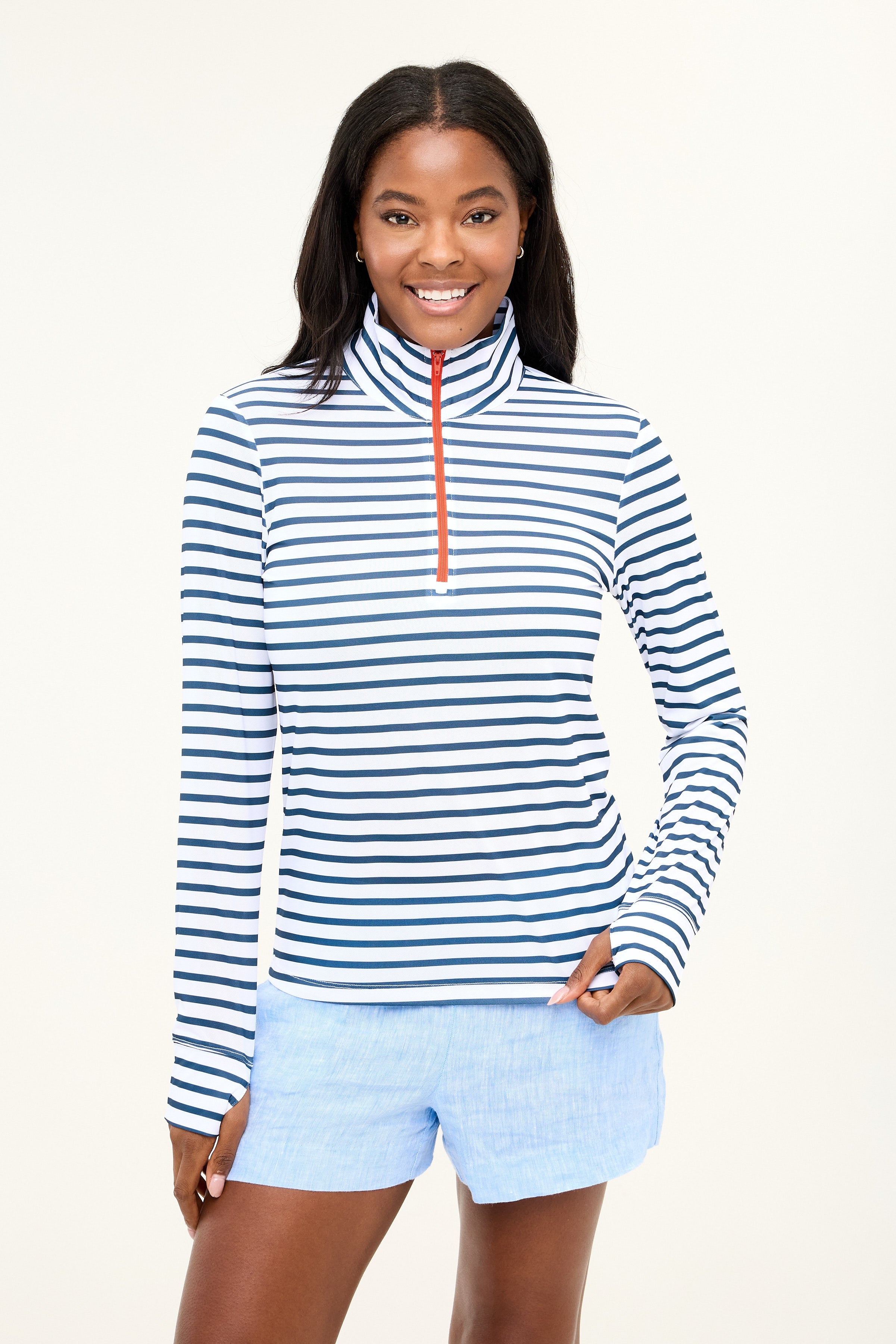 Zip Front UPF50 Top - Night Sky Stripe
