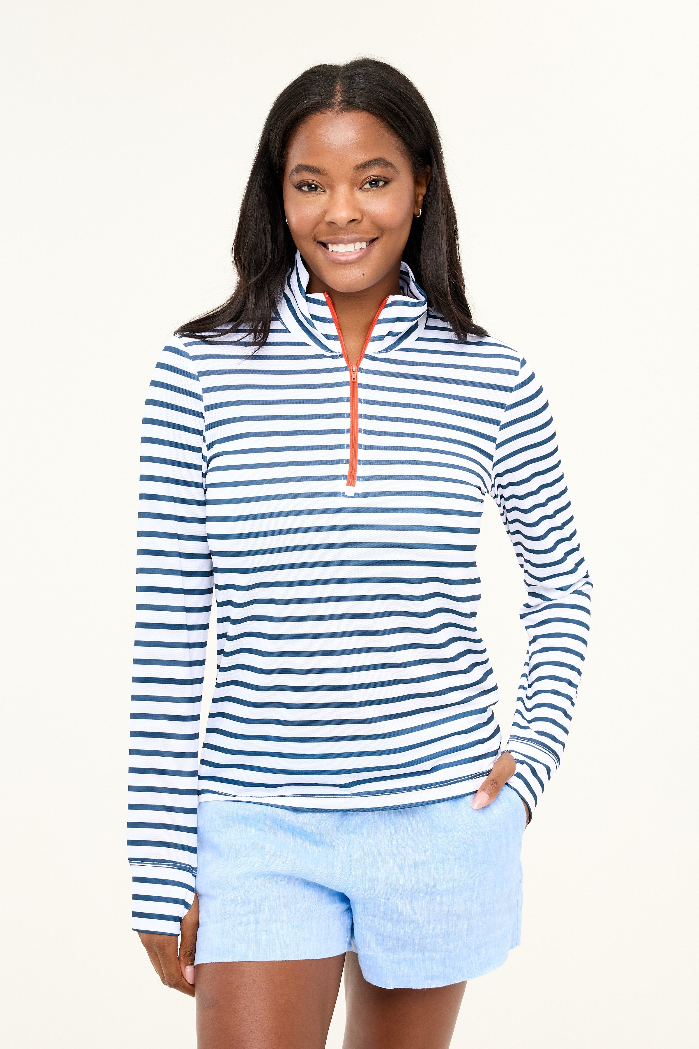 Zip Front UPF50 Top - Night Sky Stripe