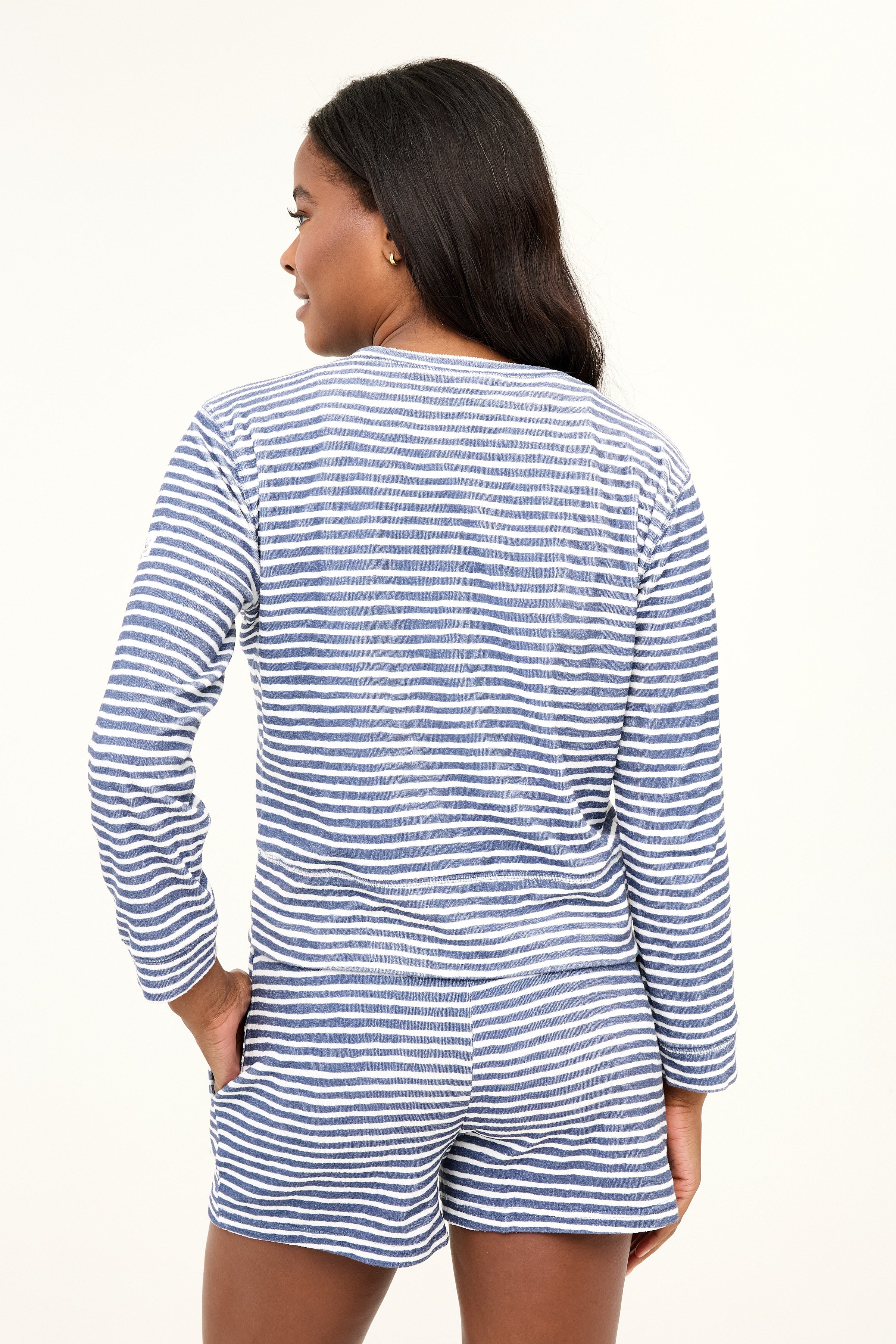 Ultimate Beach Sweatshirt - Indigo Chalk Stripe