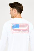 USA Flag Patch UPF50 Shirt - White