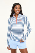 Zip Front Tortola Compass UPF50 Top - Night Sky Stripe