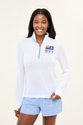 Zip Front BVI Sailing Team UPF50 Top - White
